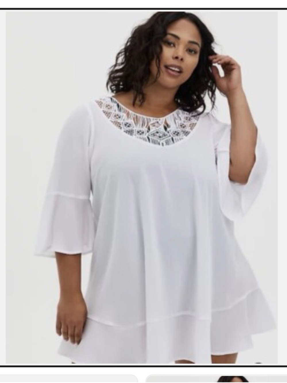 Womens Torrid White Crinkle Gauze Open-Back Macrame Cover